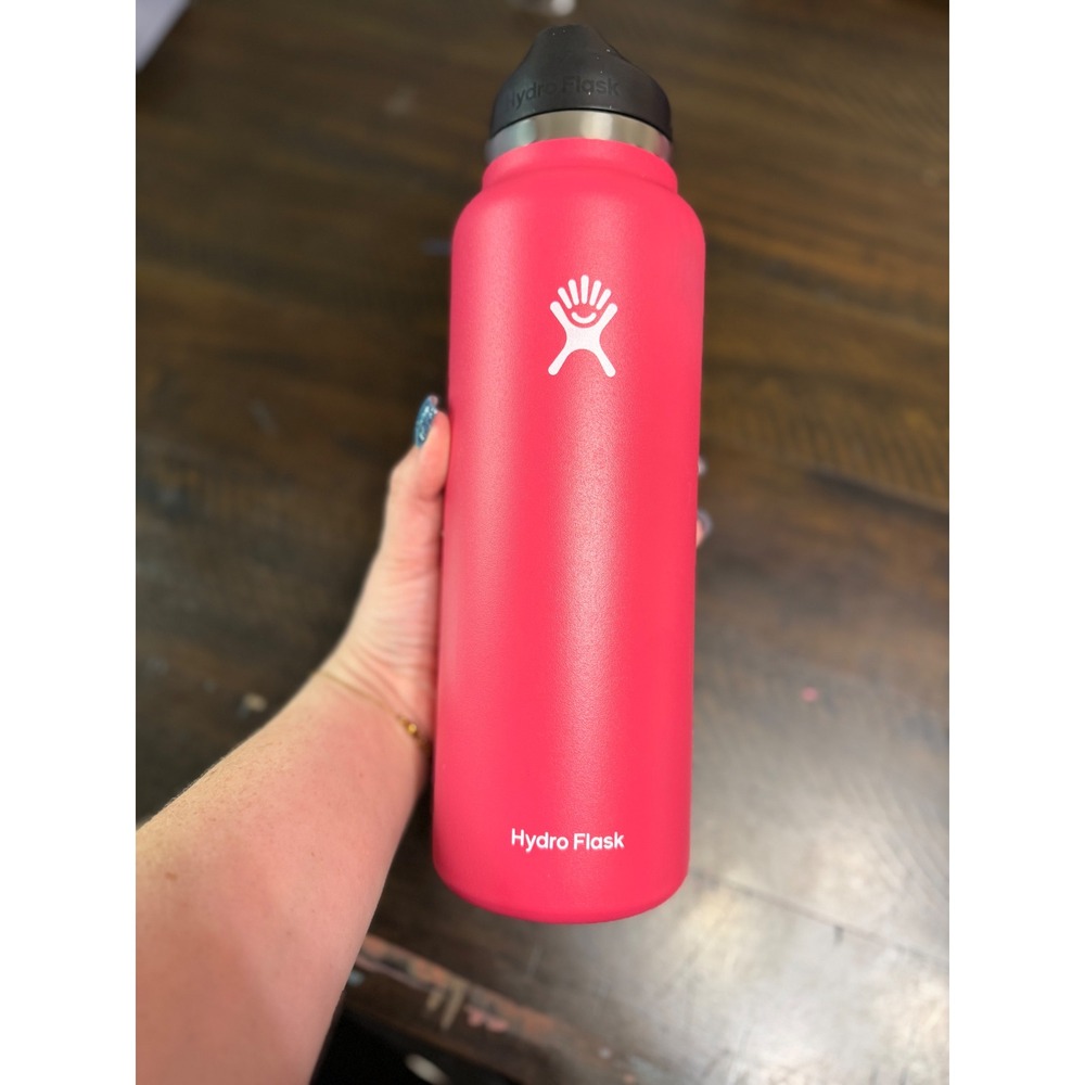Hydro Flask Hot Pink 40 oz Tumbler Wide Mouth Water Bottle Straw Lid
